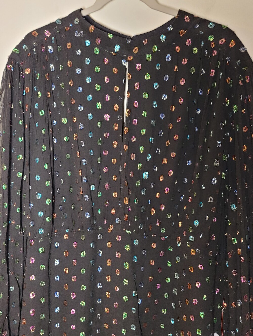 Never Fully Dressed Multi Sparkle Mini Azelia Dress XXL Long Sleeve Ruffle Hem - Picture 3 of 6